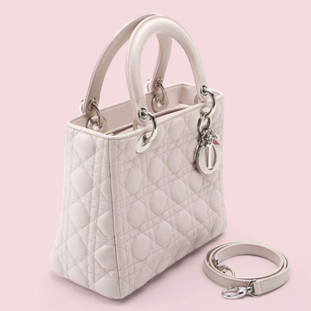 SOLD - Dior Quilted Cannage Pink Medium Lady Dior - Picture 3 of 8
